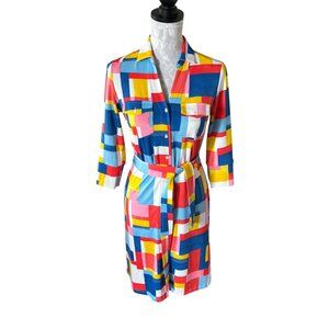 J Mclaughlin Long Sleeve Color Block Dress Womens Xsmall NWT